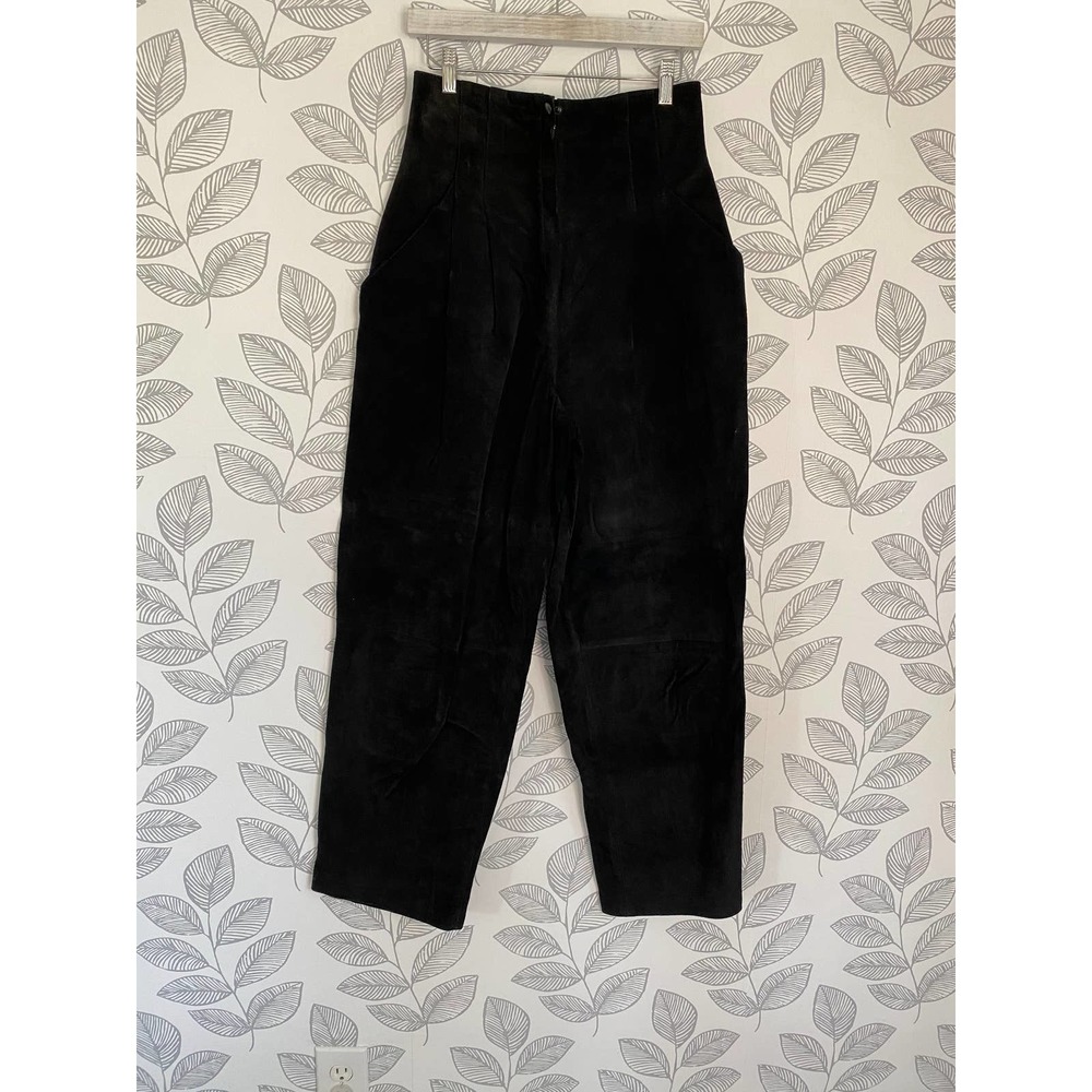 Forenza Authentic Sportwear Black Pig Suede Pants, Size 10